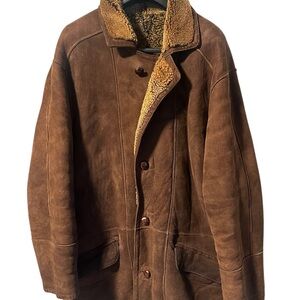 Vintage Brown Aston NY Men’s M Shearling Coat Genuine Sheepskin Leather 1990s